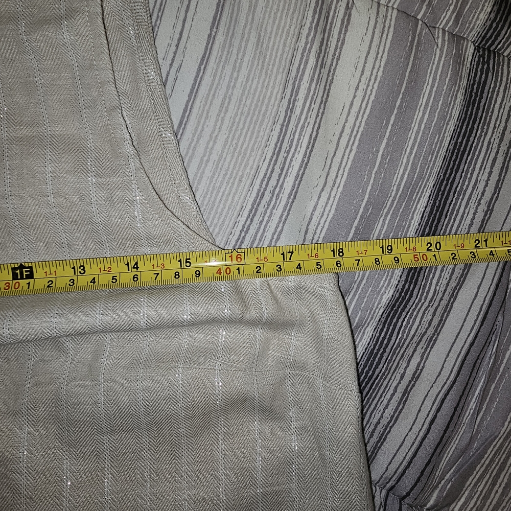 LOFT Linen Blend Sleeveless Shift Dress Size 4 Beige Shimmer Stripe A-Line - Picture 12 of 12